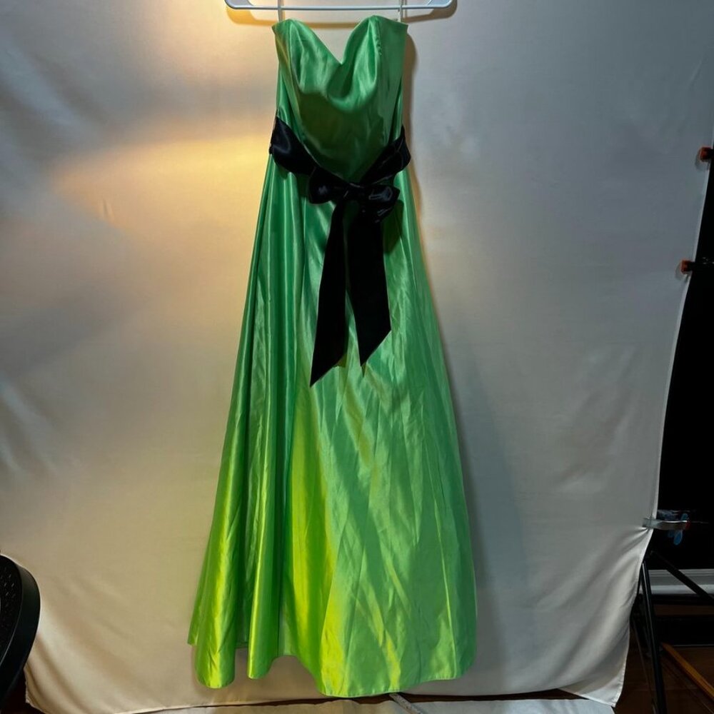 Jessica McClintock Gunne Sax Strapless Satin Ball Gown Lime/Black 5 HOLIDAY - Picture 13 of 16